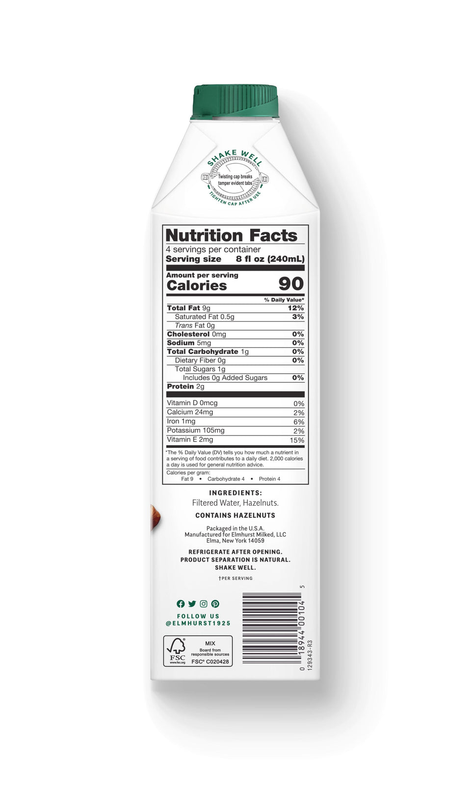 Unsweetened Hazelnut Milk